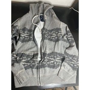 American eagle size Xl Zip-up athletic Fit hoodie Grey Gray Black Jogging Gym